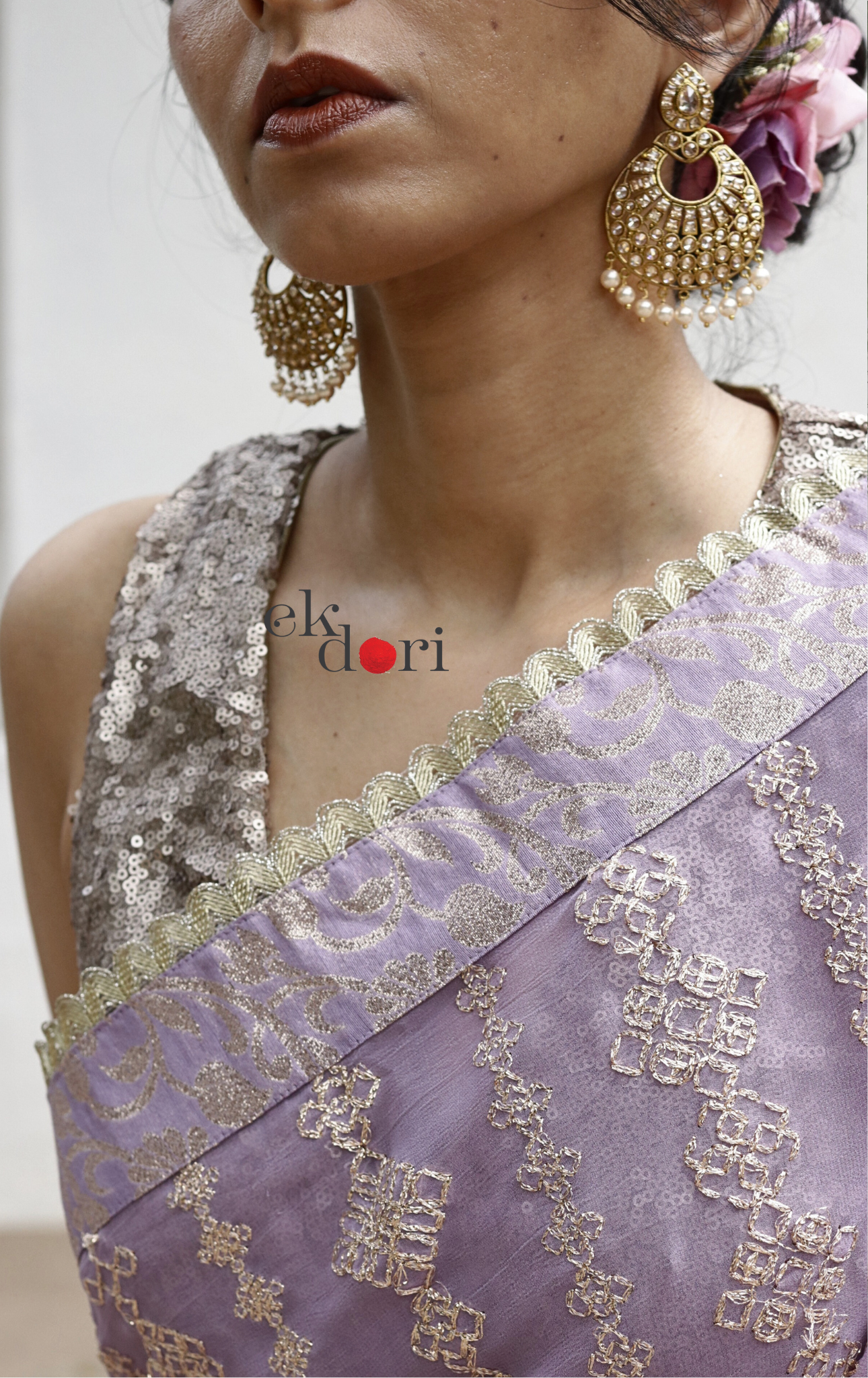 Statement Lehenga Saree 'Madhumita' Net & Sequin Designer Saree : Buy Designer Purple Wedding Saree