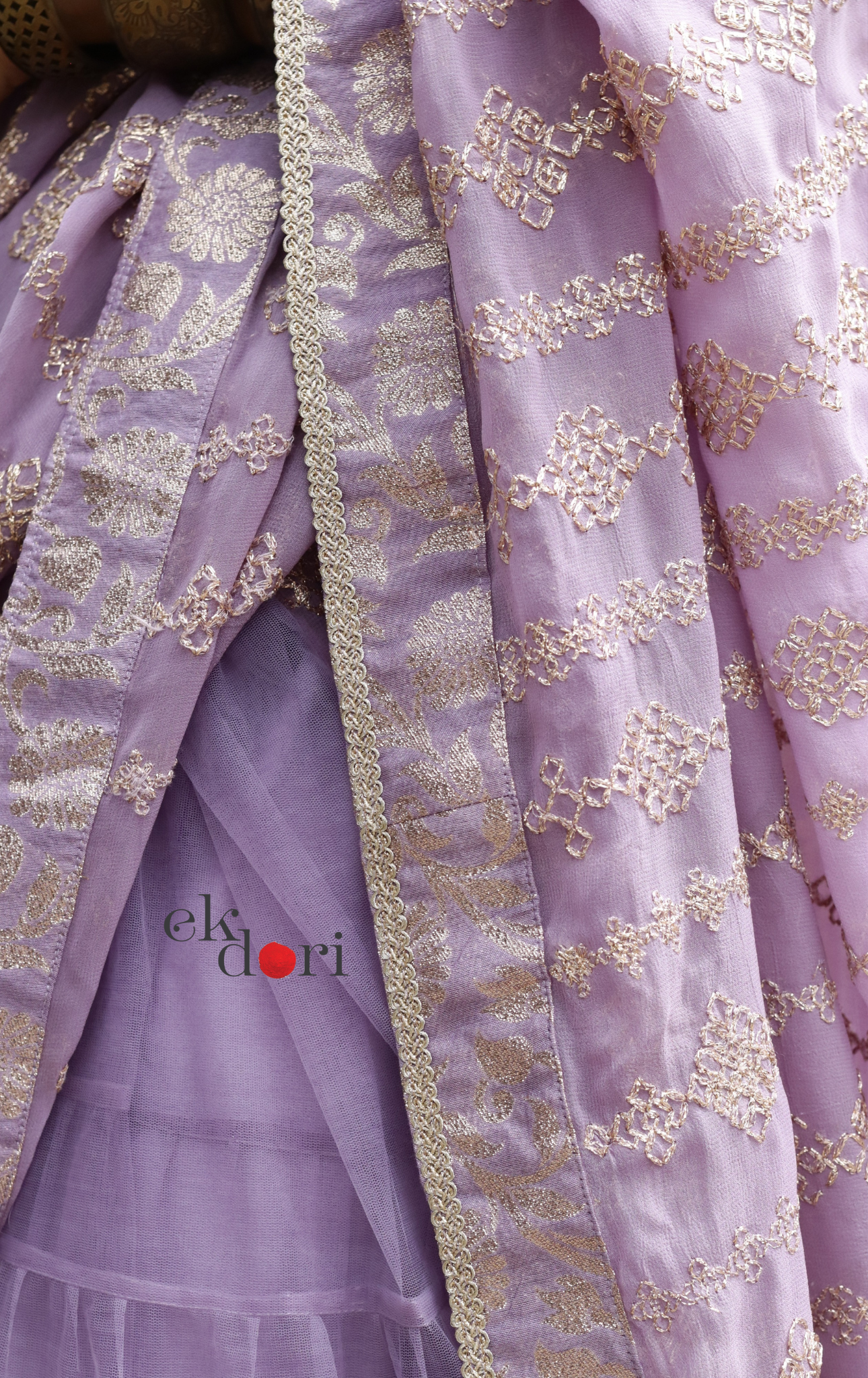 Statement Lehenga Saree 'Madhumita' Net & Sequin Designer Saree : Buy Designer Purple Wedding Saree