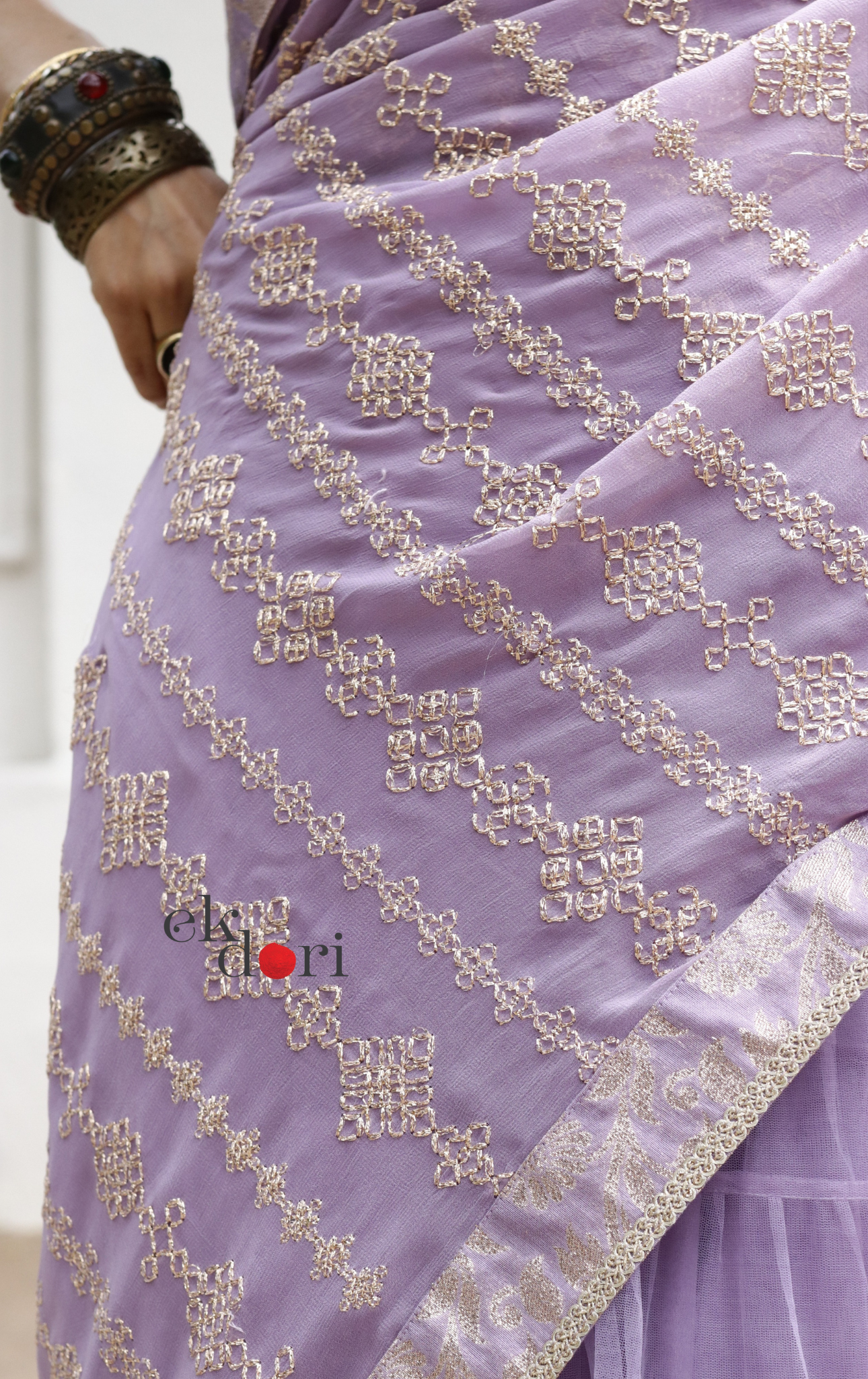 Statement Lehenga Saree 'Madhumita' Net & Sequin Designer Saree : Buy Designer Purple Wedding Saree