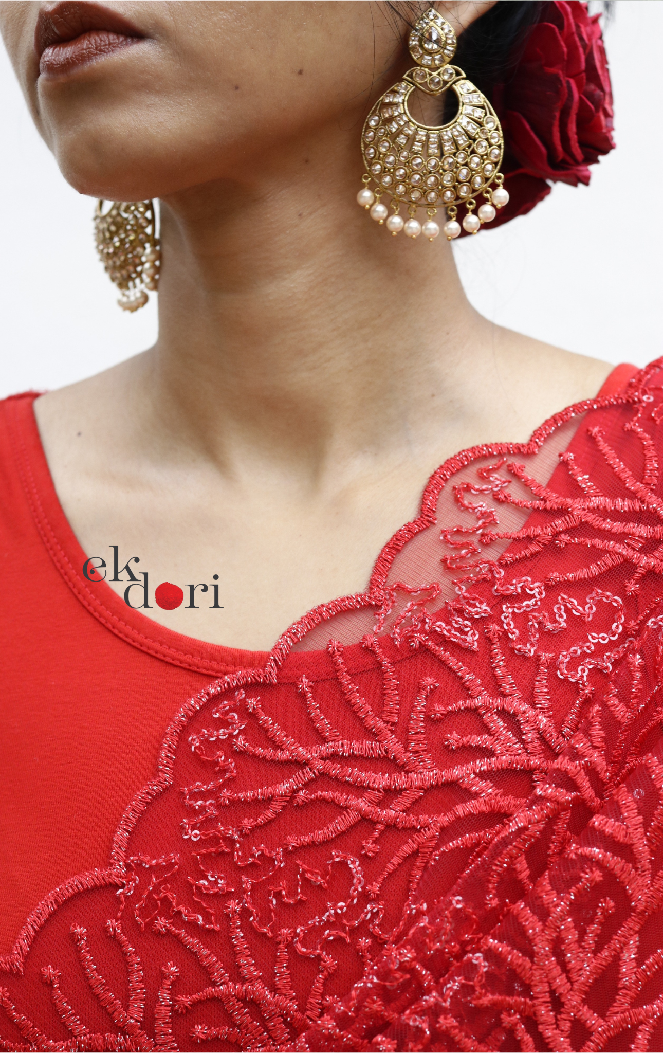 Statement Lehenga Saree 'Agni' Net & Sequin Designer Saree : Buy Designer Red Wedding Saree