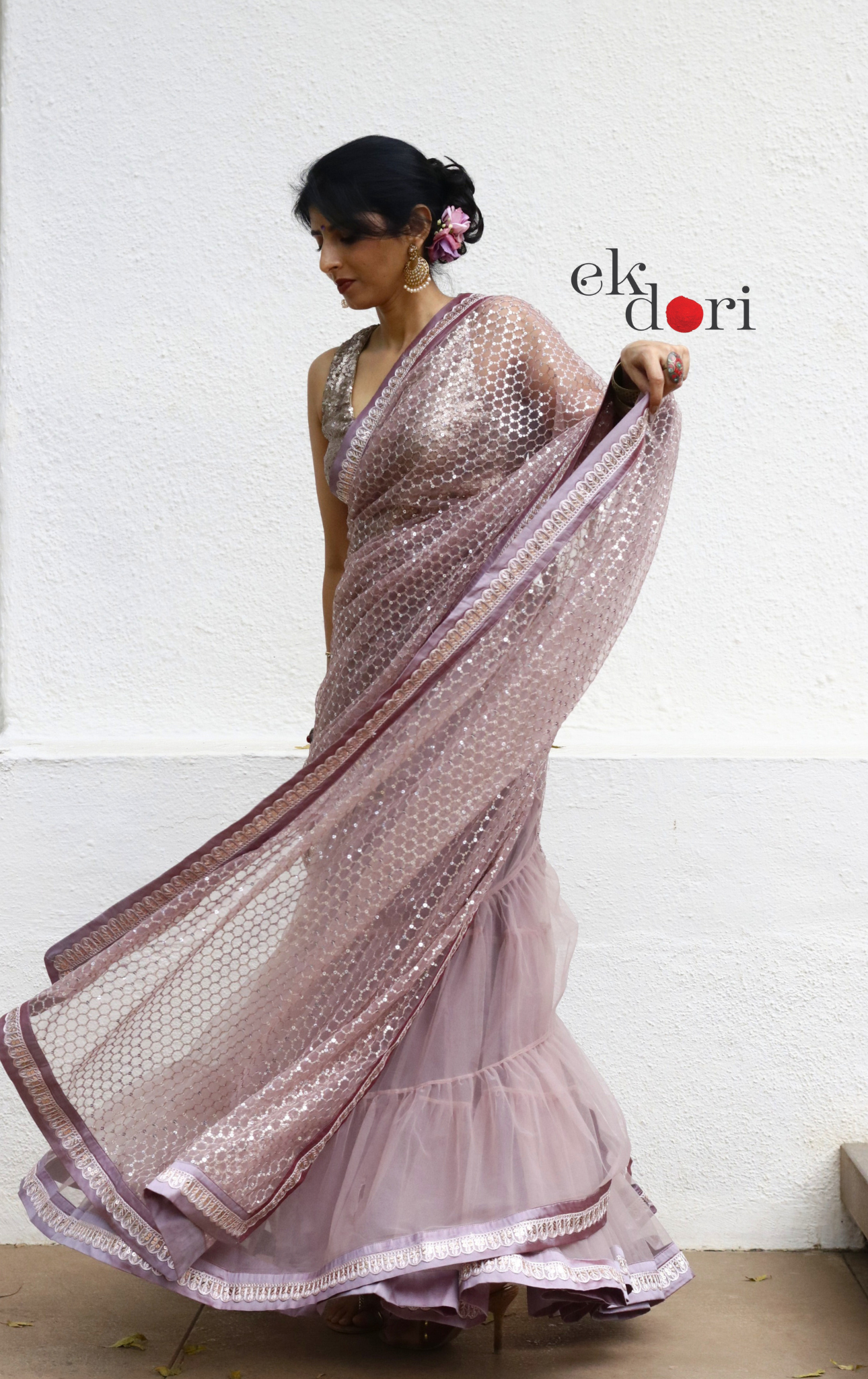 Statement Lehenga Saree 'Sunehri' Net & Sequin Designer Saree : Buy Designer Wedding Saree