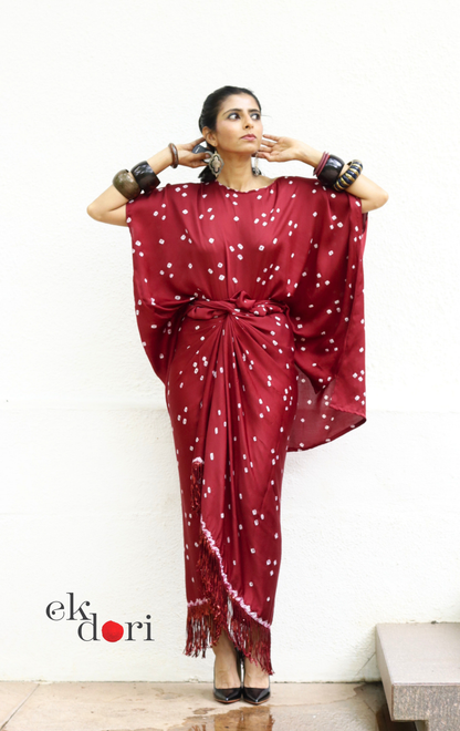 Bandhani Modal Co-ord Skirt Set 'Mor' : 2 Piece Skirt & Bandhani Top Set