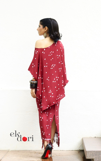 Bandhani Modal Co-ord Skirt Set 'Mor' : 2 Piece Skirt & Bandhani Top Set