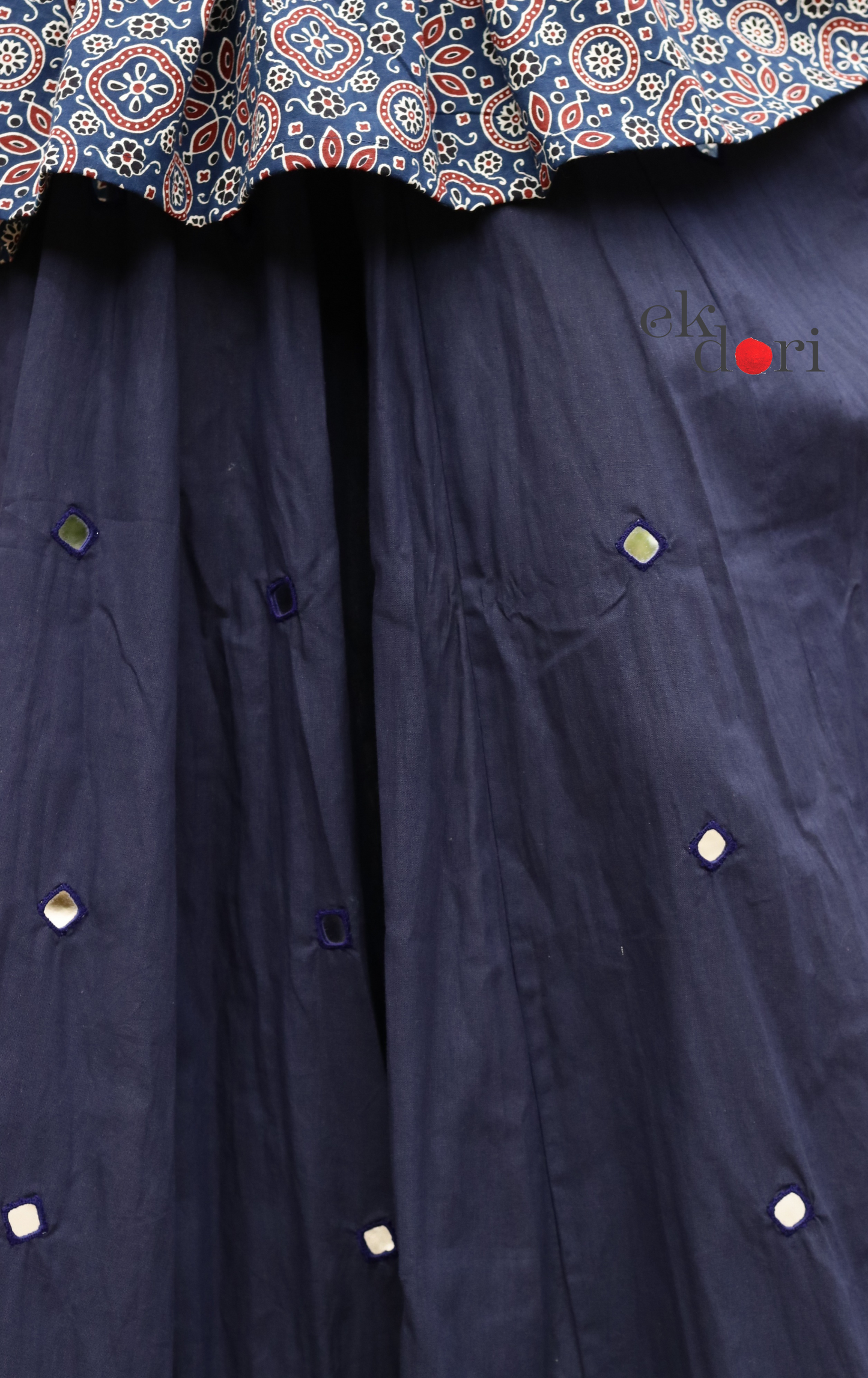 'Sitaroon Ki Mehfil' Mirror Work Cotton Lehenga & Top Set : Festive Navratri Kutch Lehenga & Top With Mirror Work