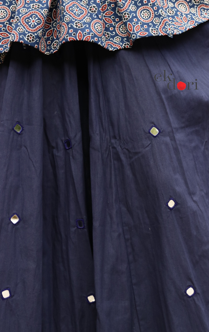 'Sitaroon Ki Mehfil' Mirror Work Cotton Lehenga & Top Set : Festive Navratri Kutch Lehenga & Top With Mirror Work