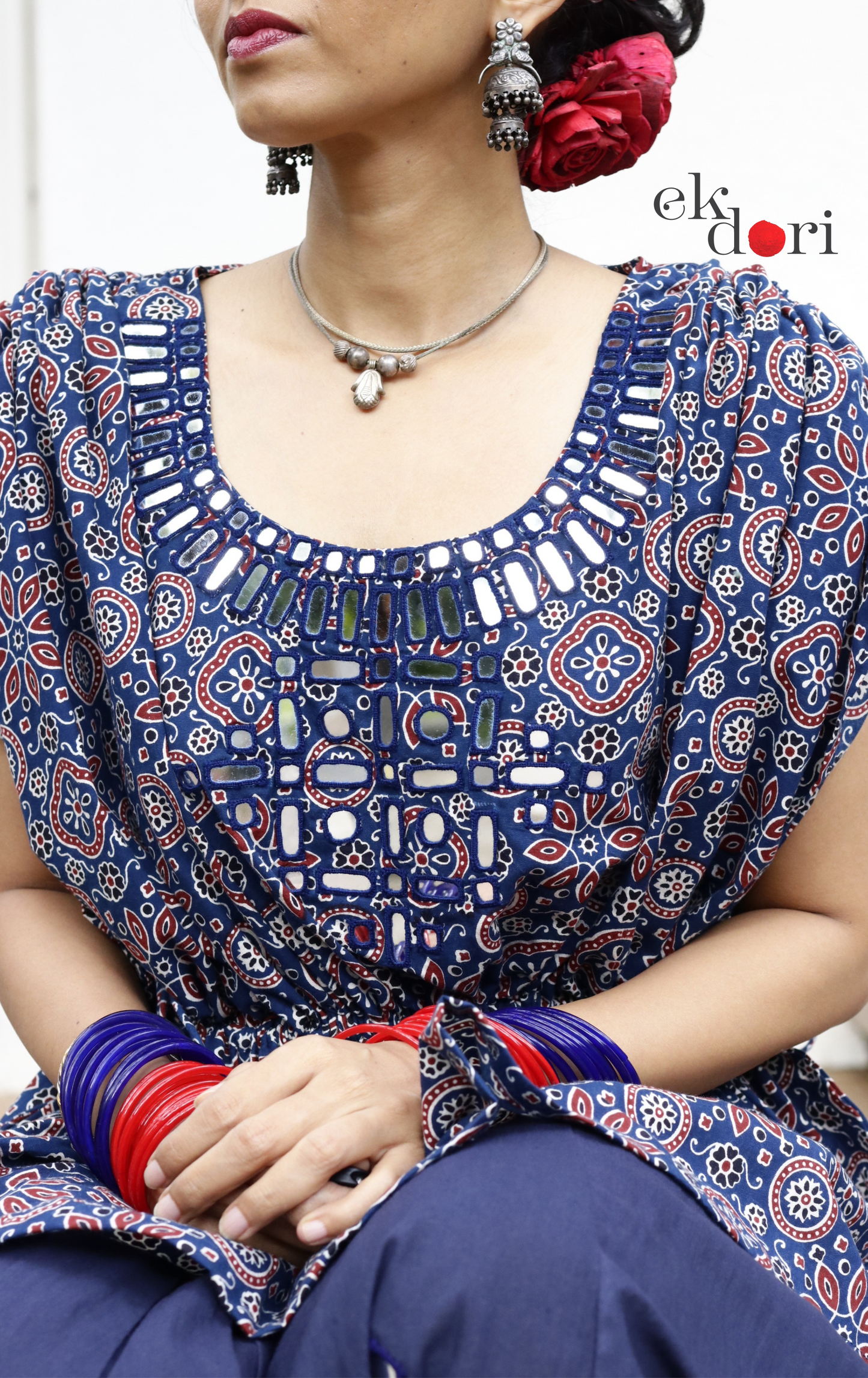 'Sitaroon Ki Mehfil' Mirror Work Cotton Lehenga & Top Set : Festive Navratri Kutch Lehenga & Top With Mirror Work