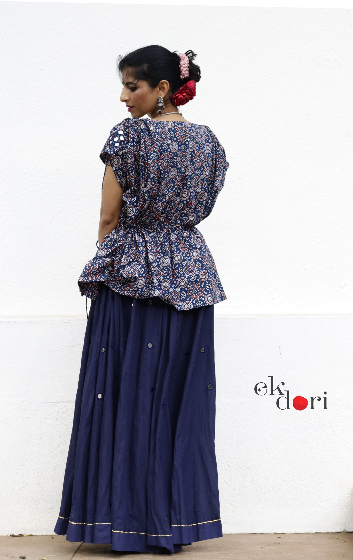 'Sitaroon Ki Mehfil' Mirror Work Cotton Lehenga & Top Set : Festive Navratri Kutch Lehenga & Top With Mirror Work