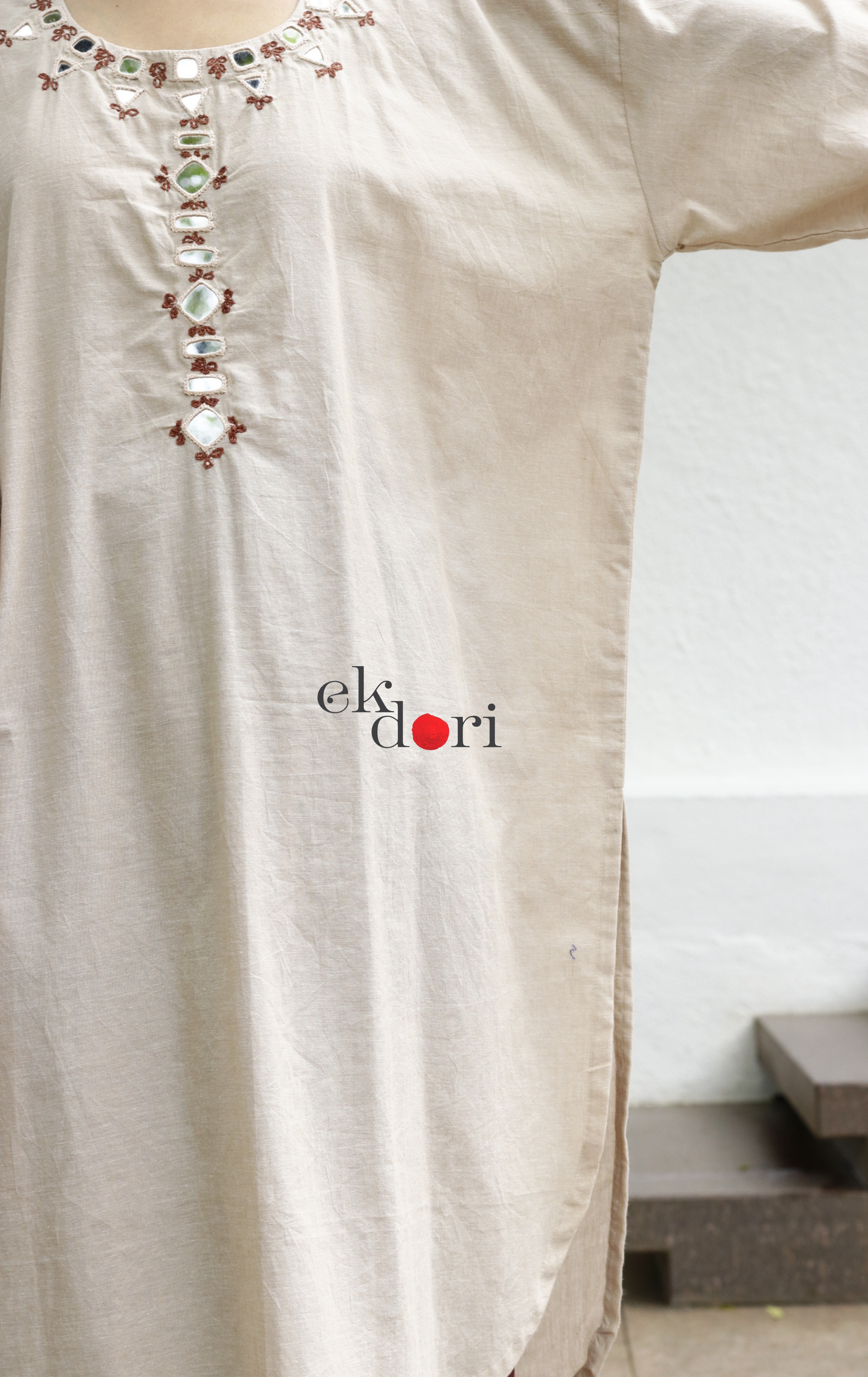 Cotton Hand Embroidered Kurta Co-Ord Set 'Sheesha' : Buy Palazzo Pant Kurta Tie Dye Cotton Co-ord Set&nbsp;