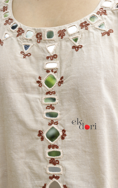 Cotton Hand Embroidered Kurta Co-Ord Set 'Sheesha' : Buy Palazzo Pant Kurta Tie Dye Cotton Co-ord Set&nbsp;