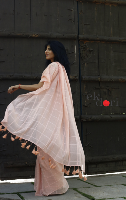 Soft Mul Cotton Handloom Saree 'Blushing Summer' : Summer Cotton Handloom Saree