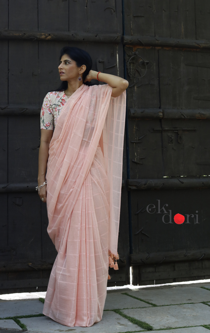 Soft Mul Cotton Handloom Saree 'Blushing Summer' : Summer Cotton Handloom Saree