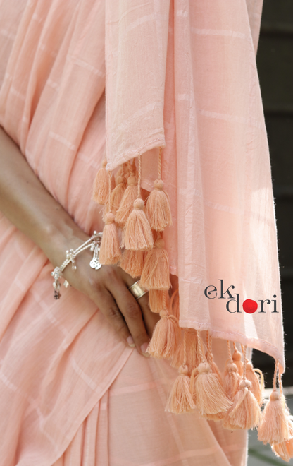 Soft Mul Cotton Handloom Saree 'Blushing Summer' : Summer Cotton Handloom Saree