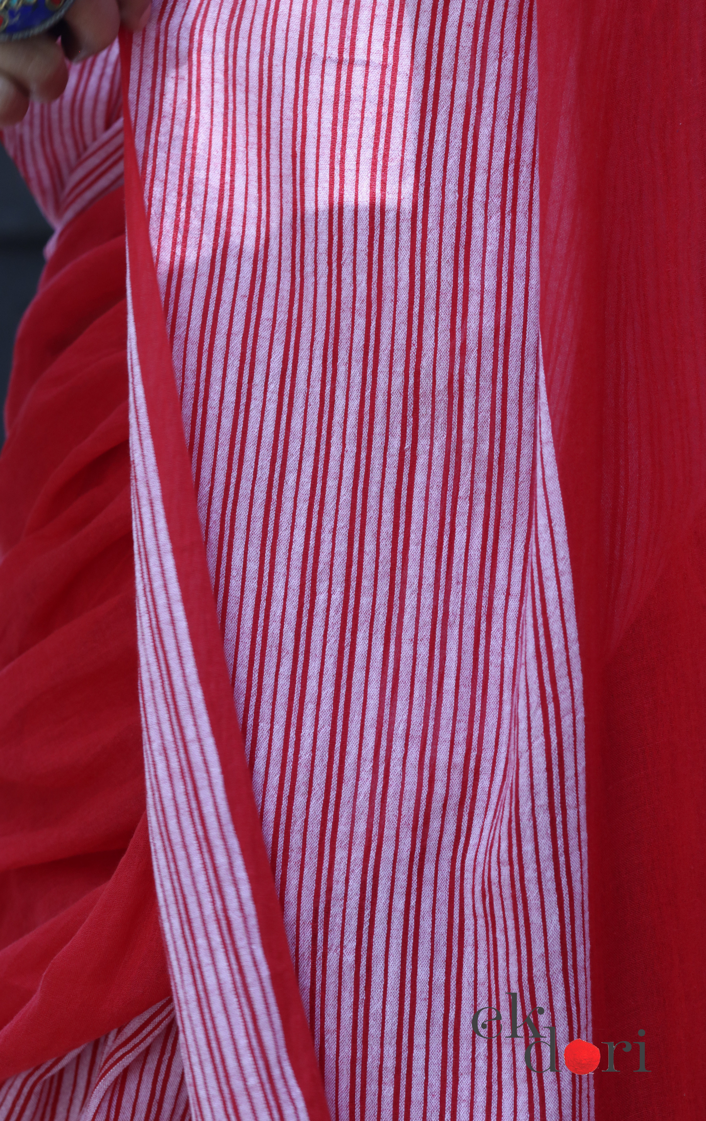 Mul Cotton Red Summer Saree 'Sindoori' : Buy Cotton Mul Sarees