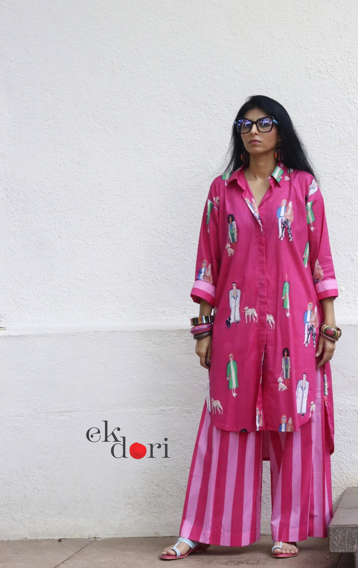 Cotton Kurta Co-Ord Set 'Beach Stroll' : Buy Palazzo Pant Kurta Cotton Co-ord Set In Quirky Fun Print
