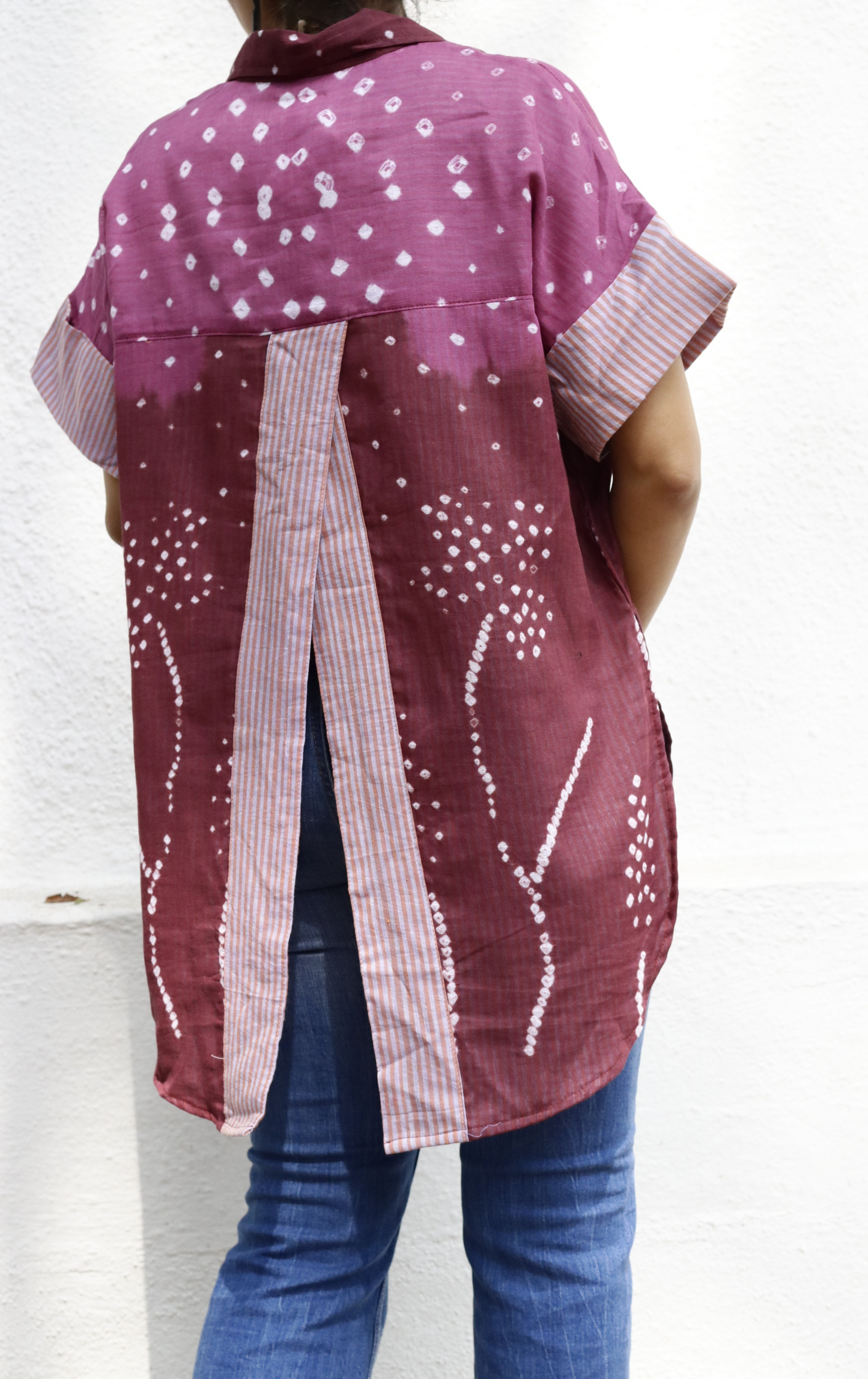 Bandhani 'Flower Garden' Cotton Shirt : Buy Bandhani Pink Purple Cotton Shirt