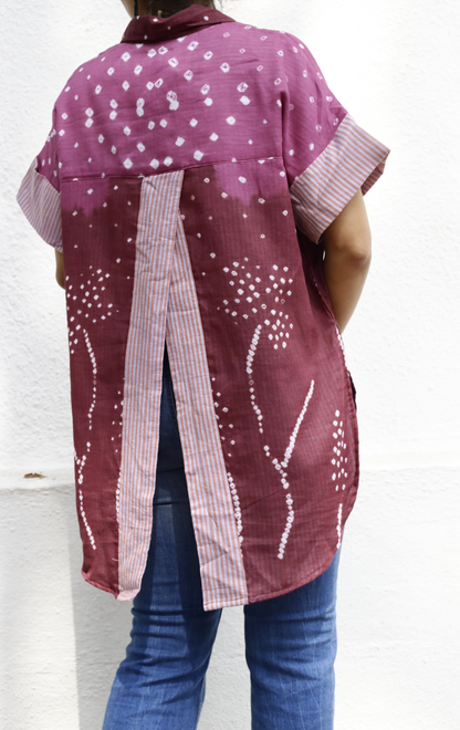 Bandhani 'Flower Garden' Cotton Shirt : Buy Bandhani Pink Purple Cotton Shirt