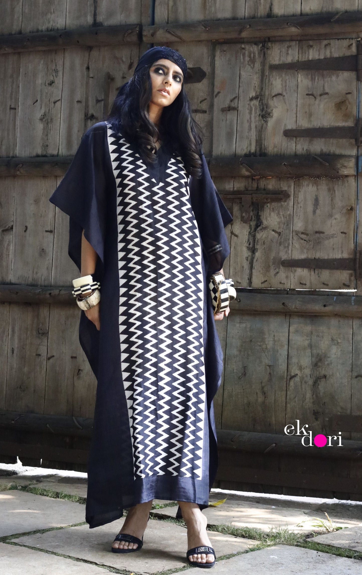 African Safari Silk Kaftan Dress : Pure Silk Statement Kaftan Dress