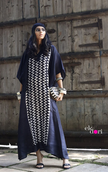African Safari Silk Kaftan Dress : Pure Silk Statement Kaftan Dress