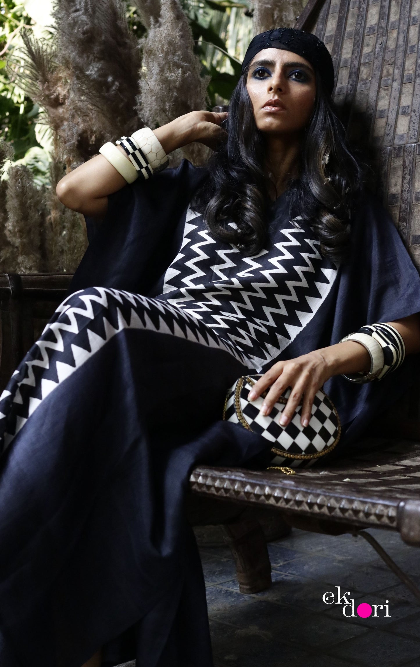 African Safari Silk Kaftan Dress : Pure Silk Statement Kaftan Dress