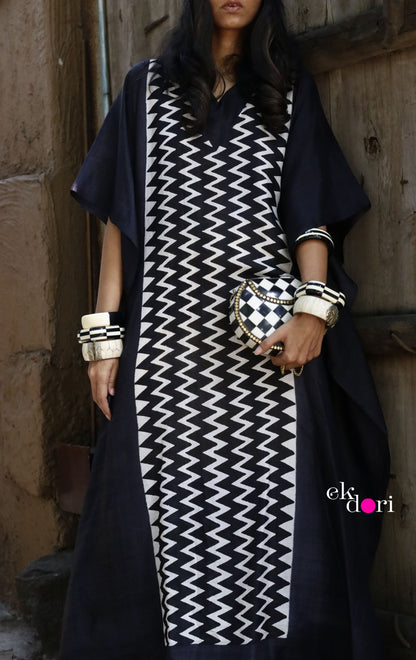 African Safari Silk Kaftan Dress : Pure Silk Statement Kaftan Dress