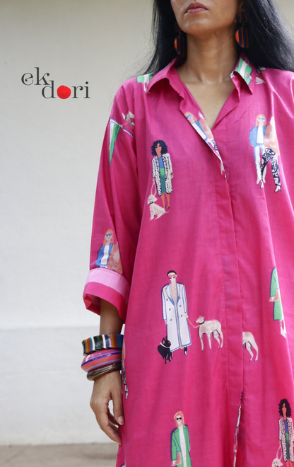Cotton Kurta Co-Ord Set 'Beach Stroll' : Buy Palazzo Pant Kurta Cotton Co-ord Set In Quirky Fun Print