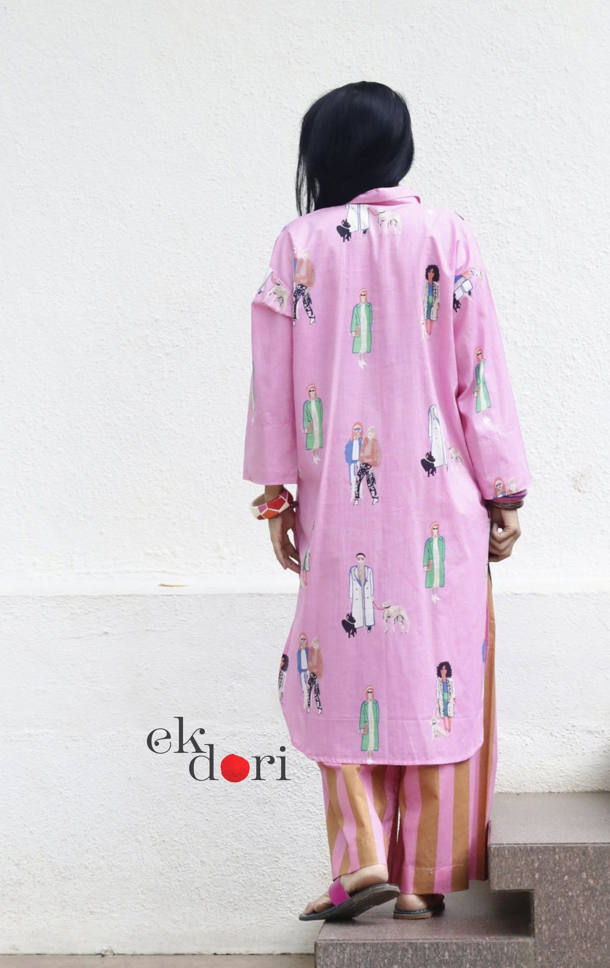 Cotton Kurta Co-Ord Set 'City Stroll' : Buy Palazzo Pant Kurta Cotton Co-ord Set In Quirky Fun Print