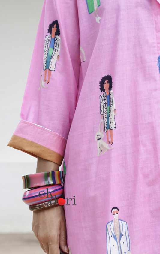 Cotton Kurta Co-Ord Set 'City Stroll' : Buy Palazzo Pant Kurta Cotton Co-ord Set In Quirky Fun Print