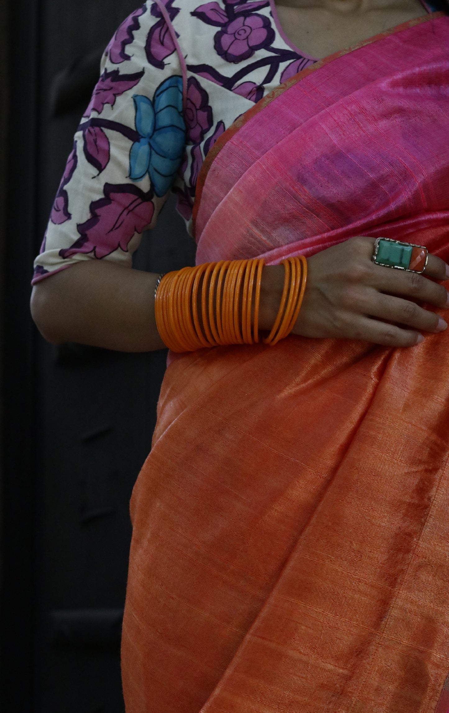 The Pink Sky Raw Silk Shaded Saree : Ombre Pink Raw Silk Saree