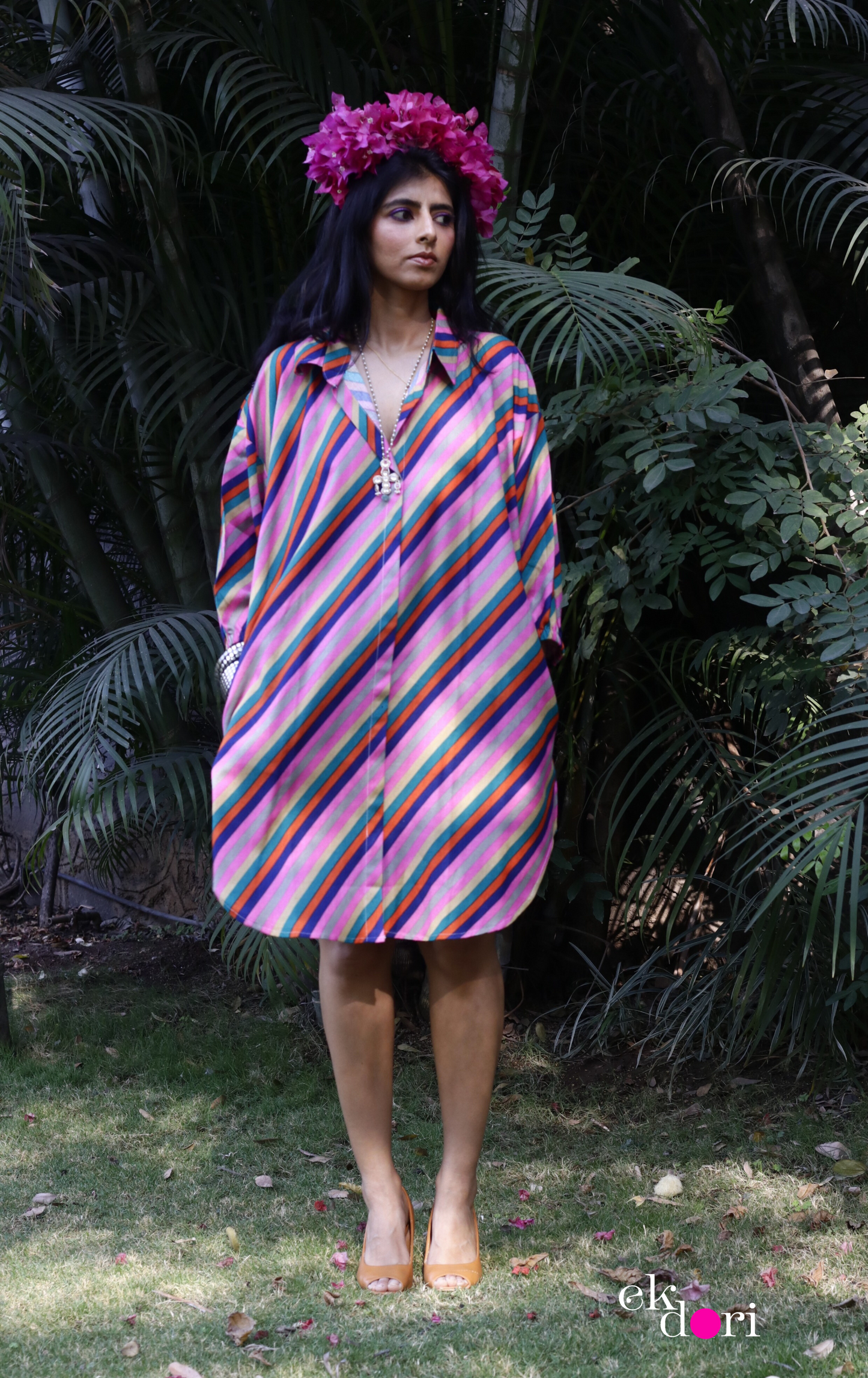 'Playful & Pink' Soft Cotton Shirt Kurta : Fun Free Size Cotton Kurta With Pockets