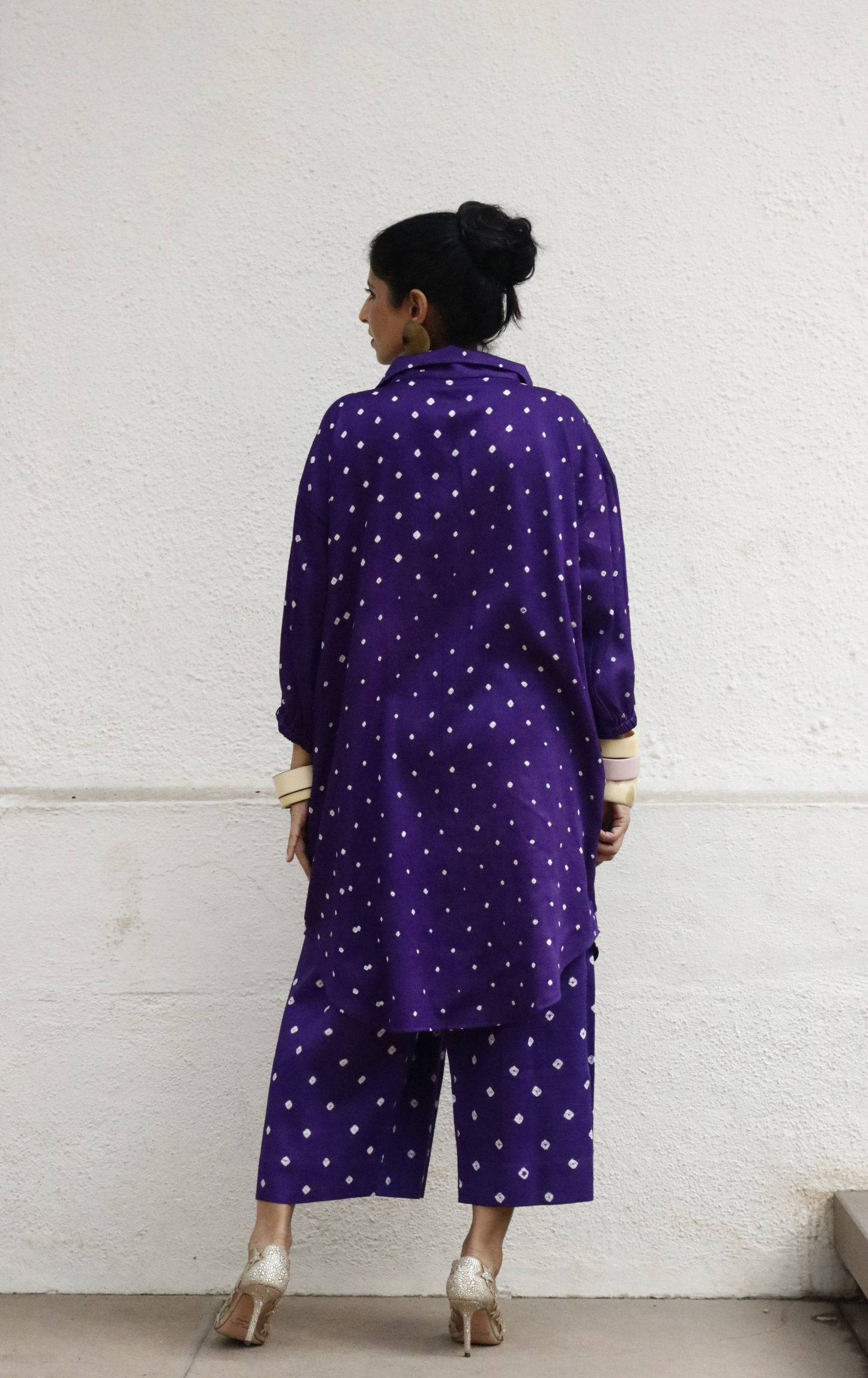 Bandhani Purple Cotton Co-ord Set : Buy Kurta Palazzo Cotton Co-ord Set