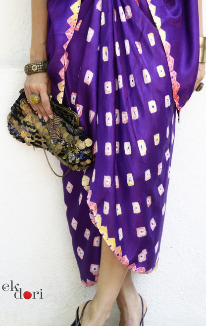 Bandhani Shibori Modal Co-ord Skirt Set 'Ocean' : 2 Piece Skirt & Bandhani Top Set