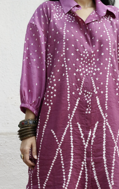 Bandhani 'Purple Rain' Cotton Co-ord Set In Purple Ombre: Buy Kurta Palazzo Cotton Co-ord Set