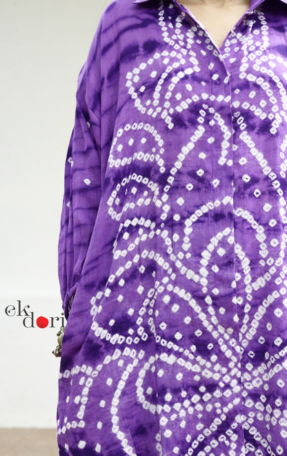 Bandhani 'Purple Please' Purple Cotton Co-ord Set : Buy Kurta Palazzo Cotton Co-ord Set Cotton Bandhani And Shibori Set