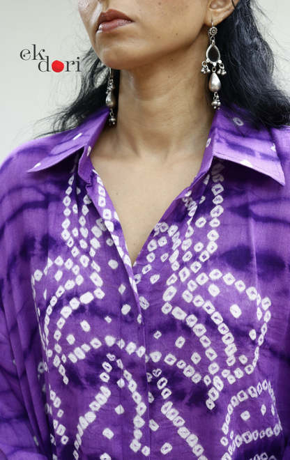 Bandhani 'Purple Please' Purple Cotton Co-ord Set : Buy Kurta Palazzo Cotton Co-ord Set Cotton Bandhani And Shibori Set