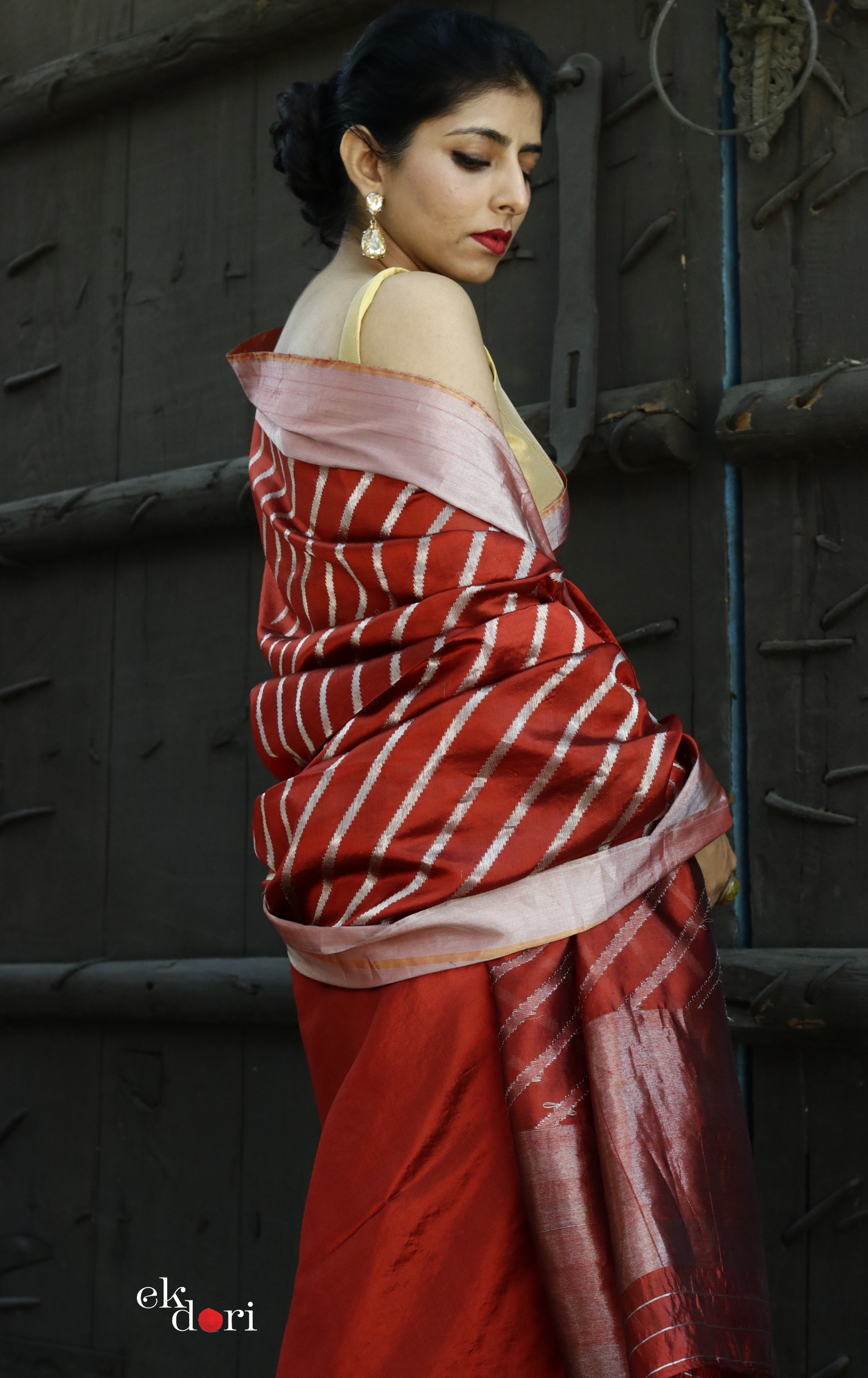 Sindoori Chanderi Silk Saree : Buy Chanderi Saree Online : Buy Handloom Chanderi Silk Saree Online