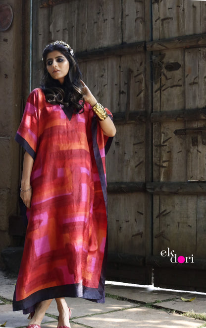 True Love Silk Kaftan Dress : Pure Silk Statement Kaftan Dress