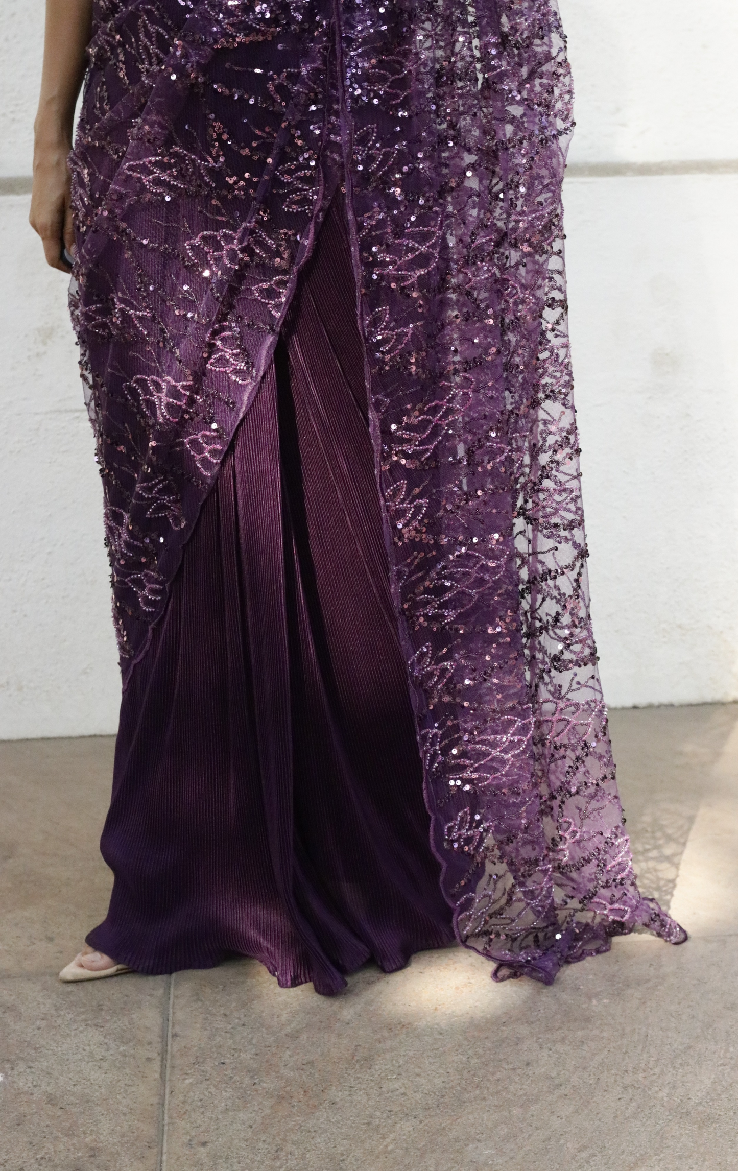 'Red Wine' Statement Sequin Saree : Bling It On Festive Cocktail Saree Collection