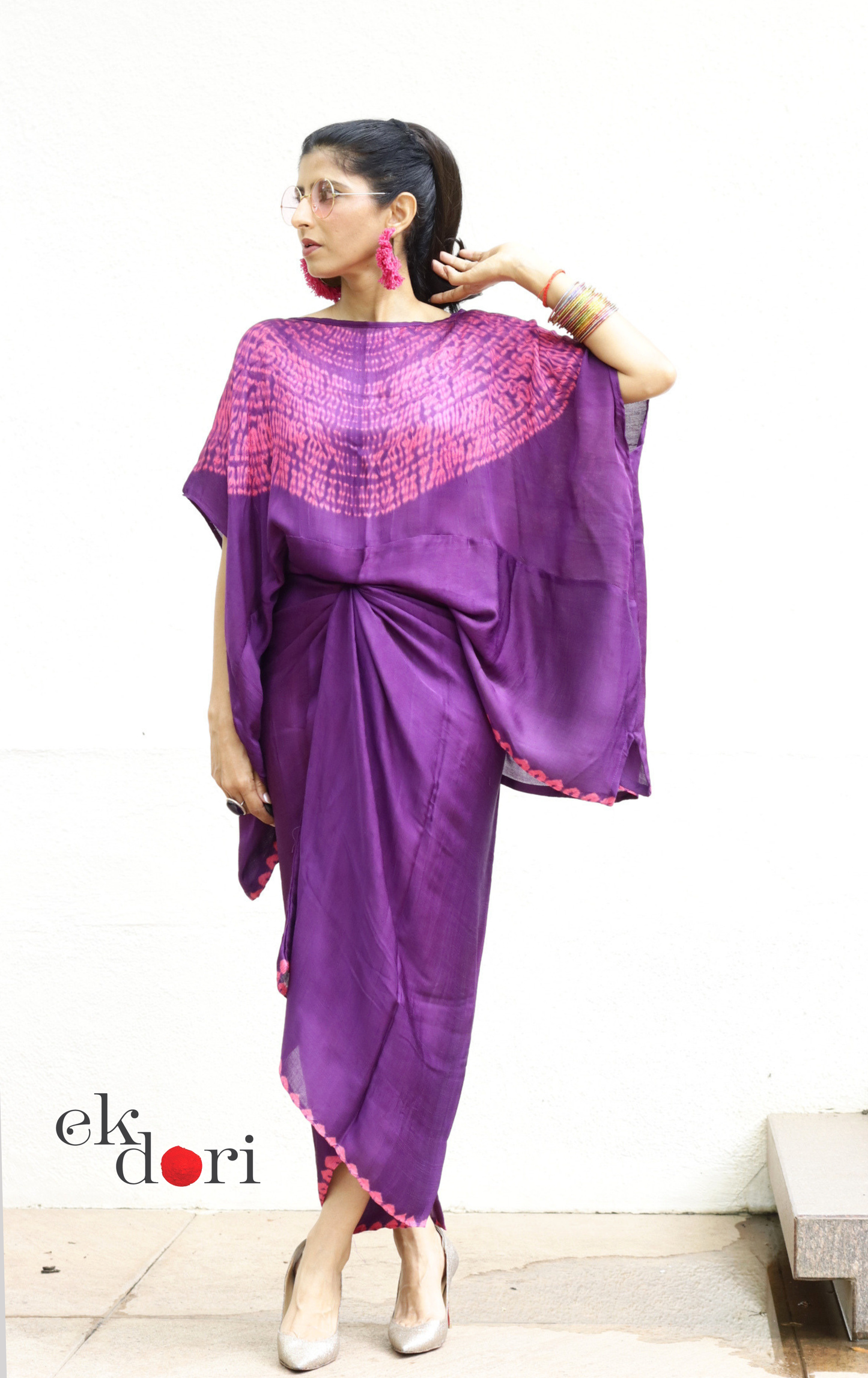 Shibori Modal Co-ord Skirt Set 'Lotus Buds' : 2 Piece Skirt &amp; Shibori Top Set
