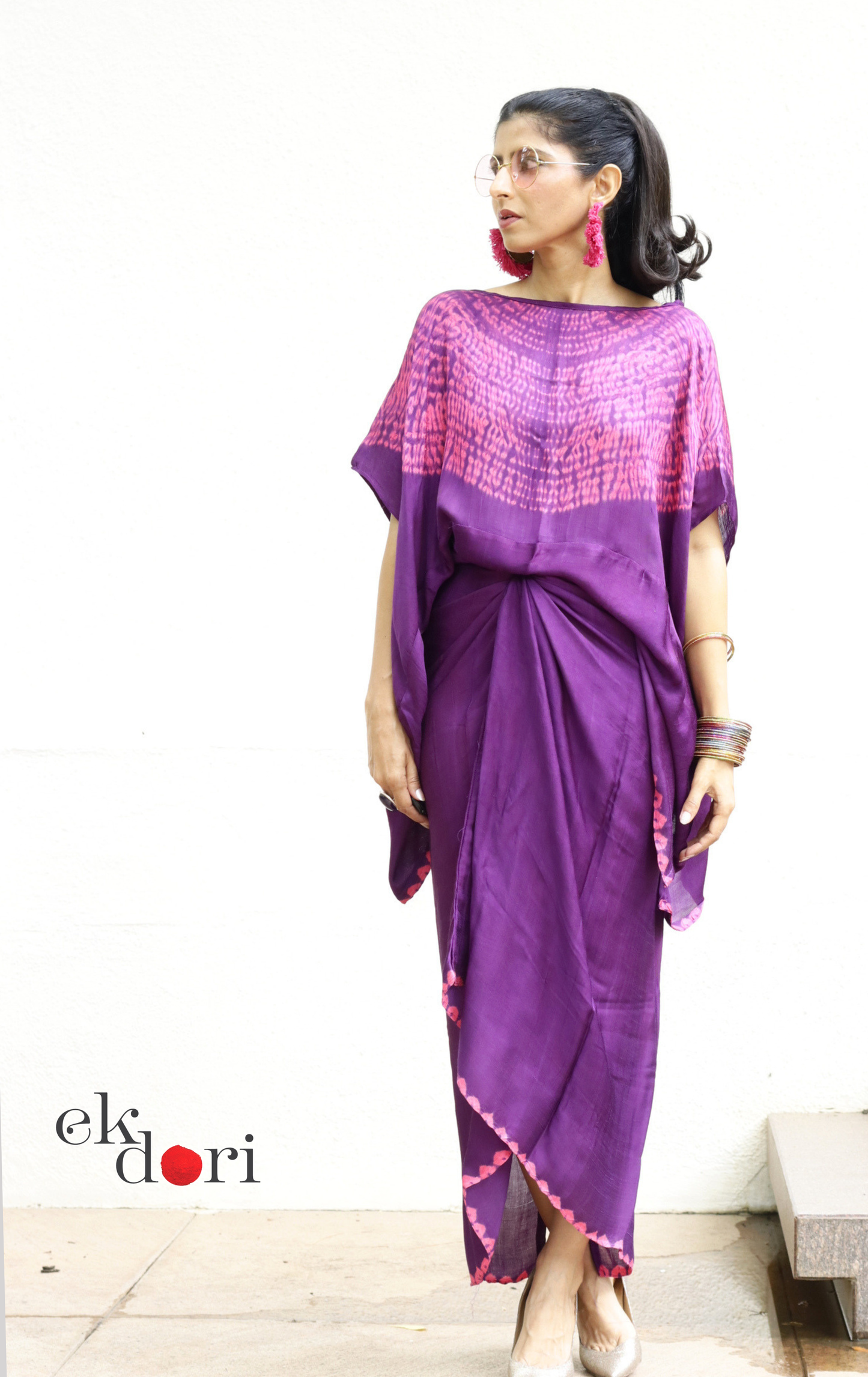 Shibori Modal Co-ord Skirt Set 'Lotus Buds' : 2 Piece Skirt &amp; Shibori Top Set