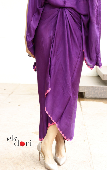 Shibori Modal Co-ord Skirt Set 'Lotus Buds' : 2 Piece Skirt &amp; Shibori Top Set