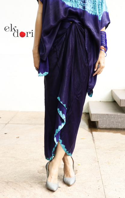 Shibori Modal Co-ord Skirt Set 'Crystal Water' : 2 Piece Skirt &amp; Shibori Top Set