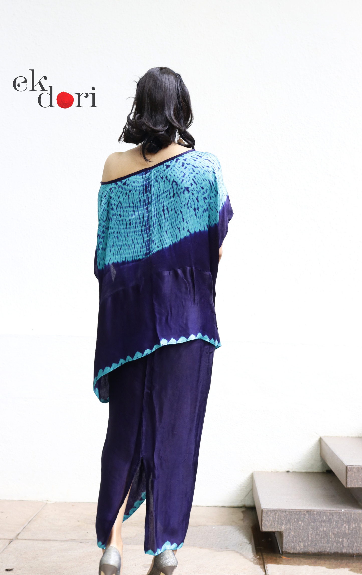 Shibori Modal Co-ord Skirt Set 'Crystal Water' : 2 Piece Skirt &amp; Shibori Top Set