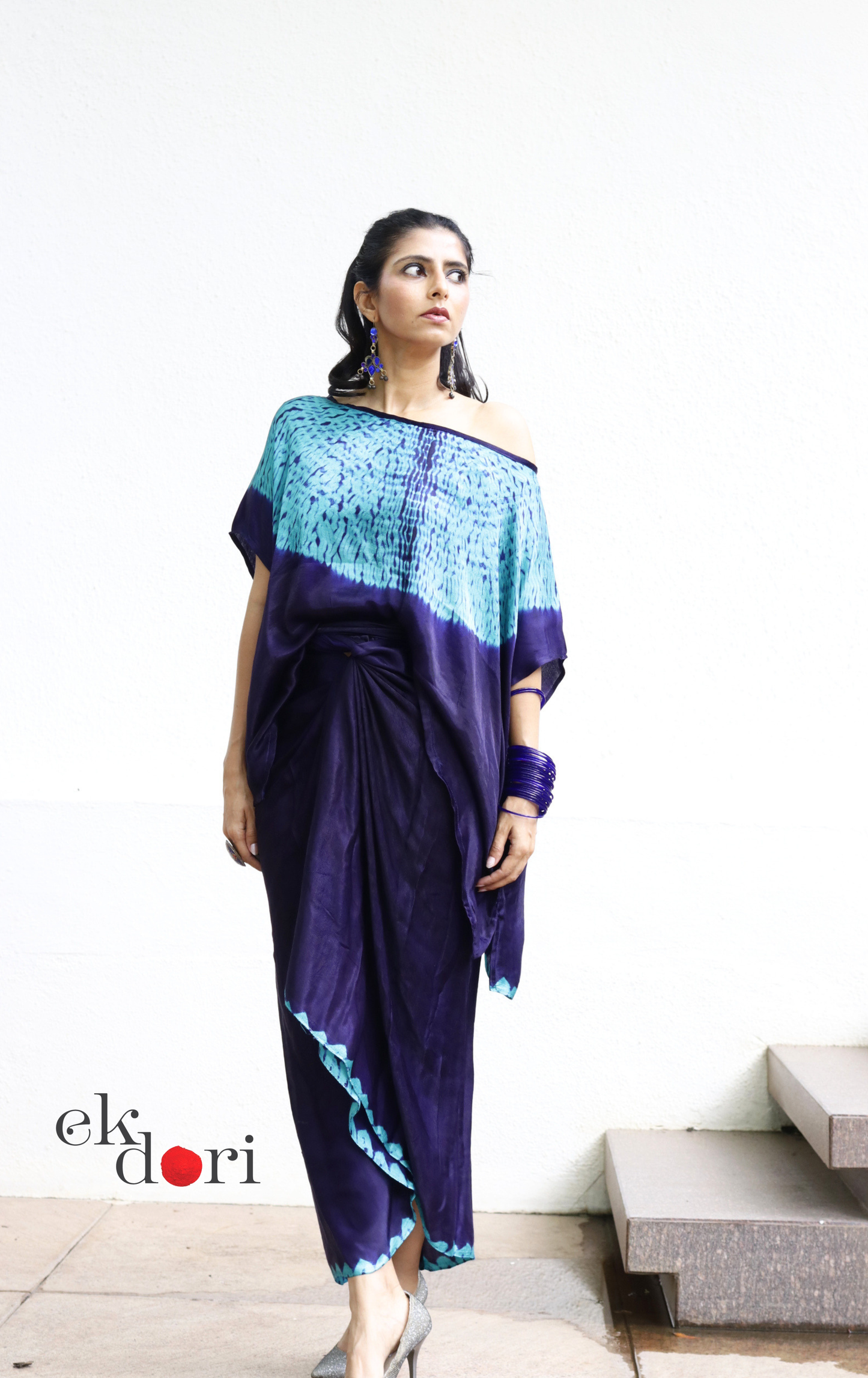 Shibori Modal Co-ord Skirt Set 'Crystal Water' : 2 Piece Skirt &amp; Shibori Top Set