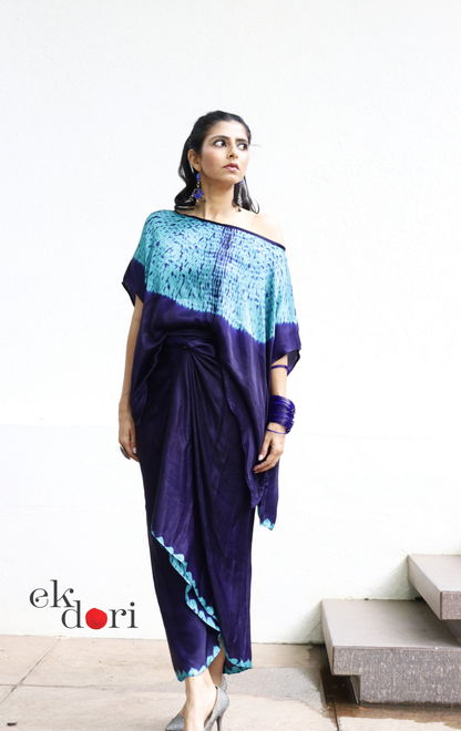 Shibori Modal Co-ord Skirt Set 'Crystal Water' : 2 Piece Skirt &amp; Shibori Top Set