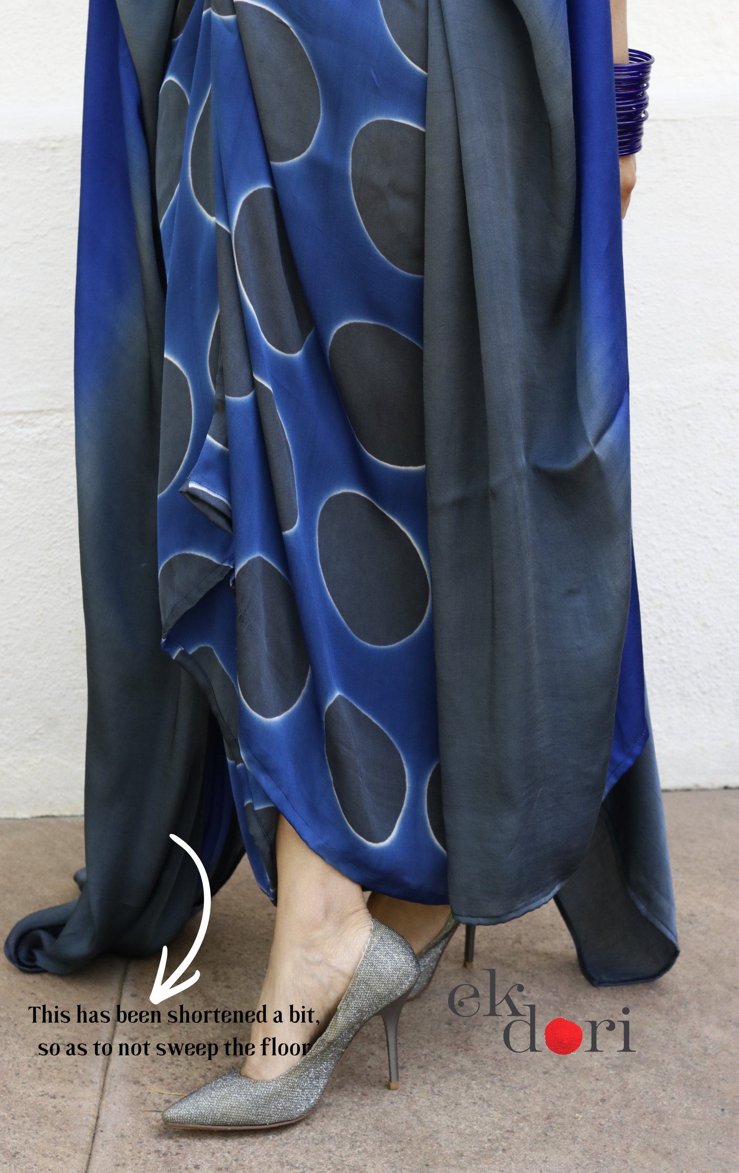 Clamp Dye Modal Co-ord Skirt Set 'Monsoon Sky' : 2 Piece Skirt &amp; Bandhani Top Set