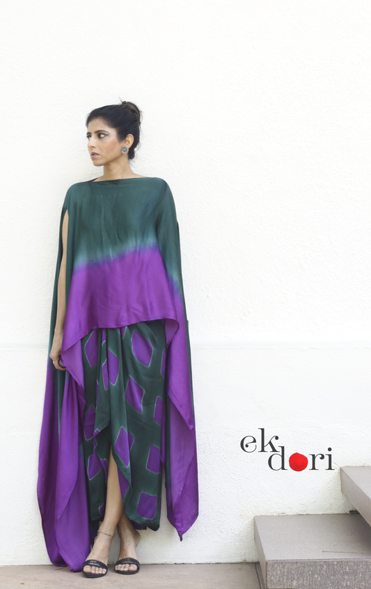 Clamp Dye Modal Co-ord Skirt Set 'Lotus' : 2 Piece Skirt Top Co-ord Set