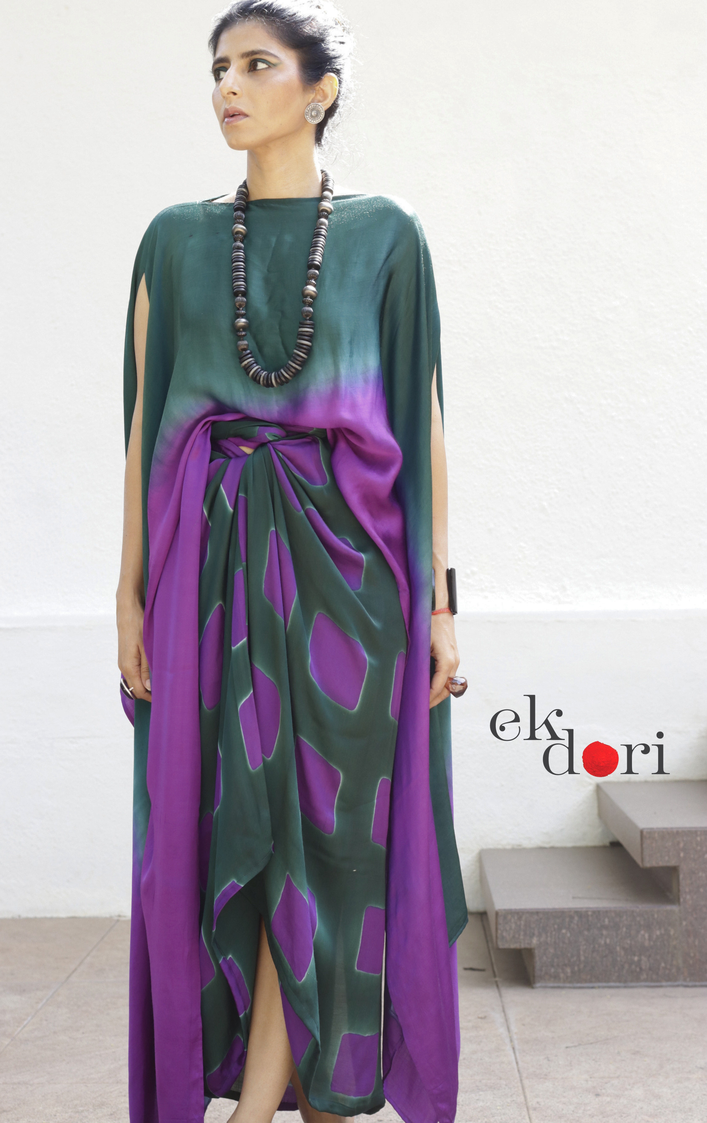 Clamp Dye Modal Co-ord Skirt Set 'Lotus' : 2 Piece Skirt Top Co-ord Set