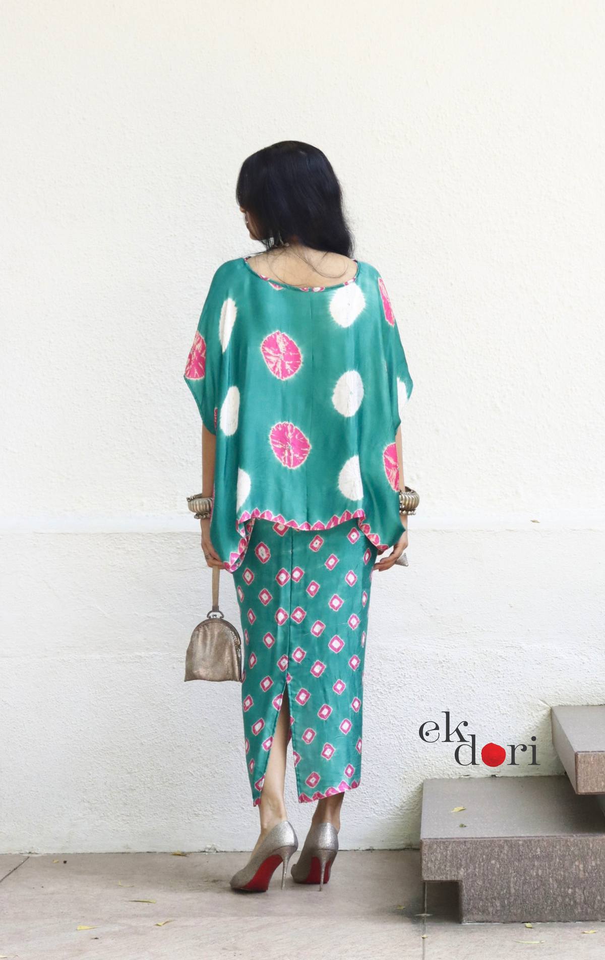 Bandhani Modal Co-ord Skirt Set 'Gulmohar Tree' : 2 Piece Bandhani Skirt & Top Set