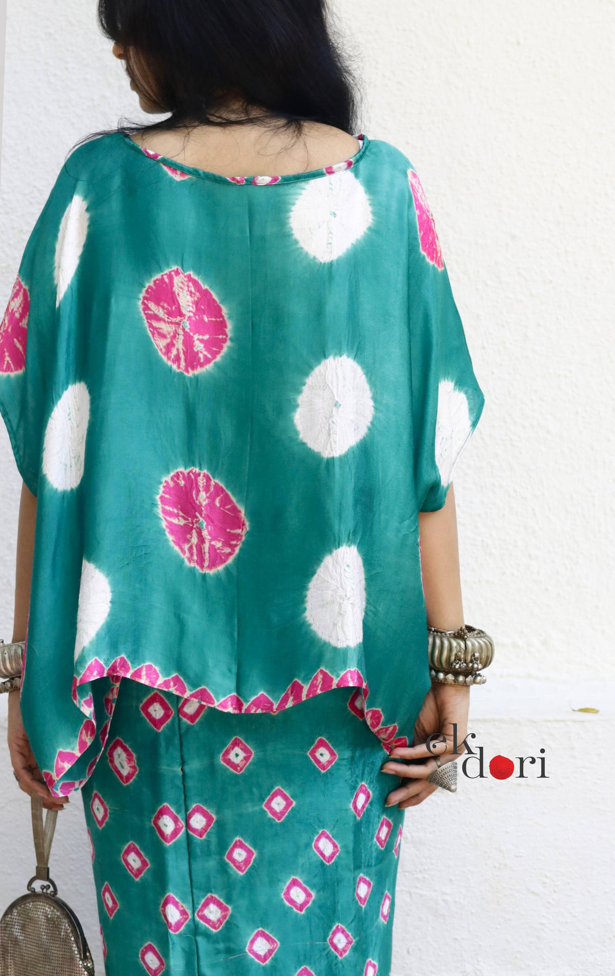 Bandhani Modal Co-ord Skirt Set 'Gulmohar Tree' : 2 Piece Bandhani Skirt & Top Set
