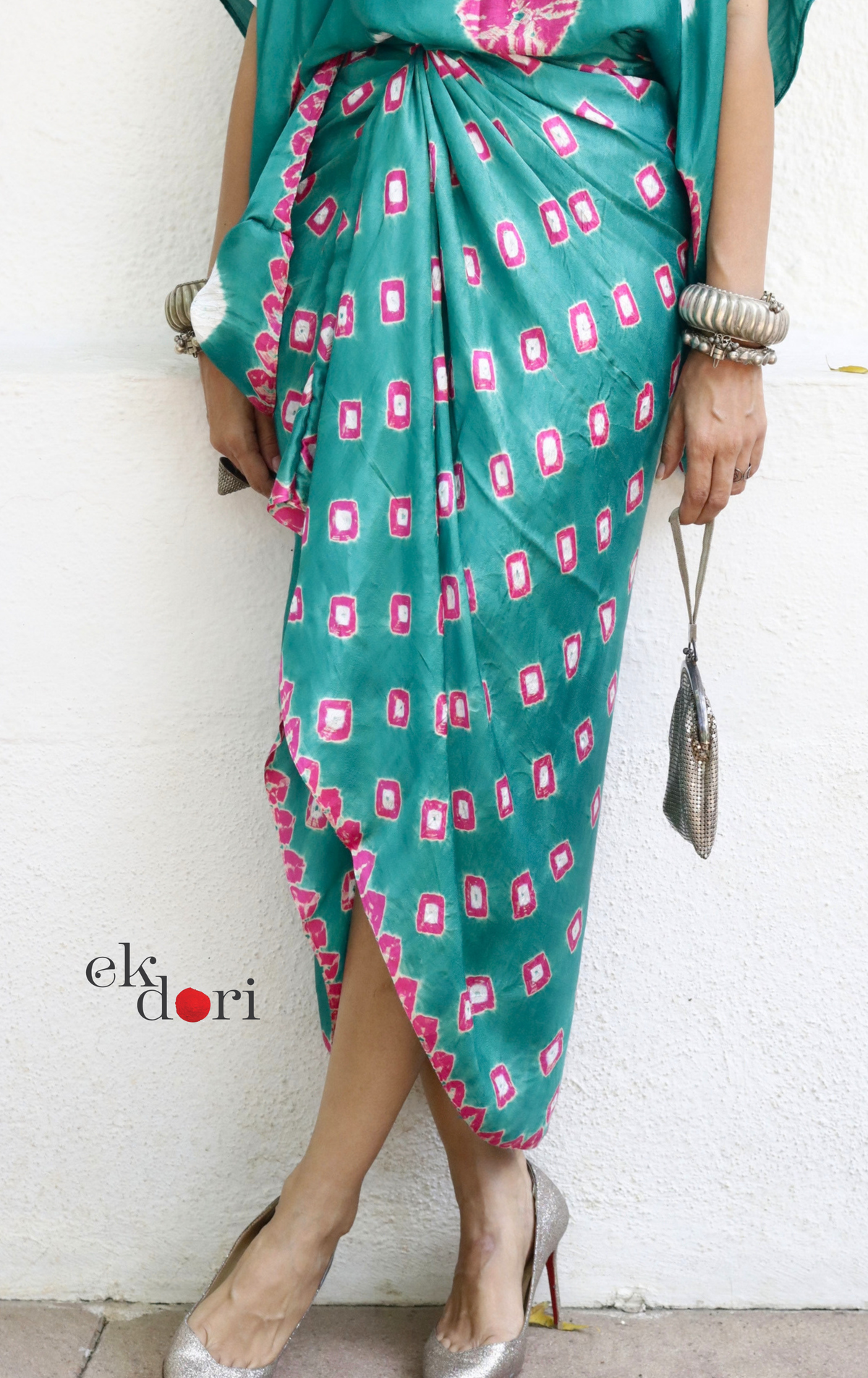 Bandhani Modal Co-ord Skirt Set 'Gulmohar Tree' : 2 Piece Bandhani Skirt & Top Set